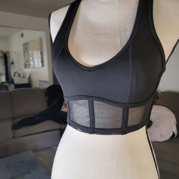 Corset Inspired Push-up Sports Bra with an Open Back Design-Jet Black - Picture 4 of 12